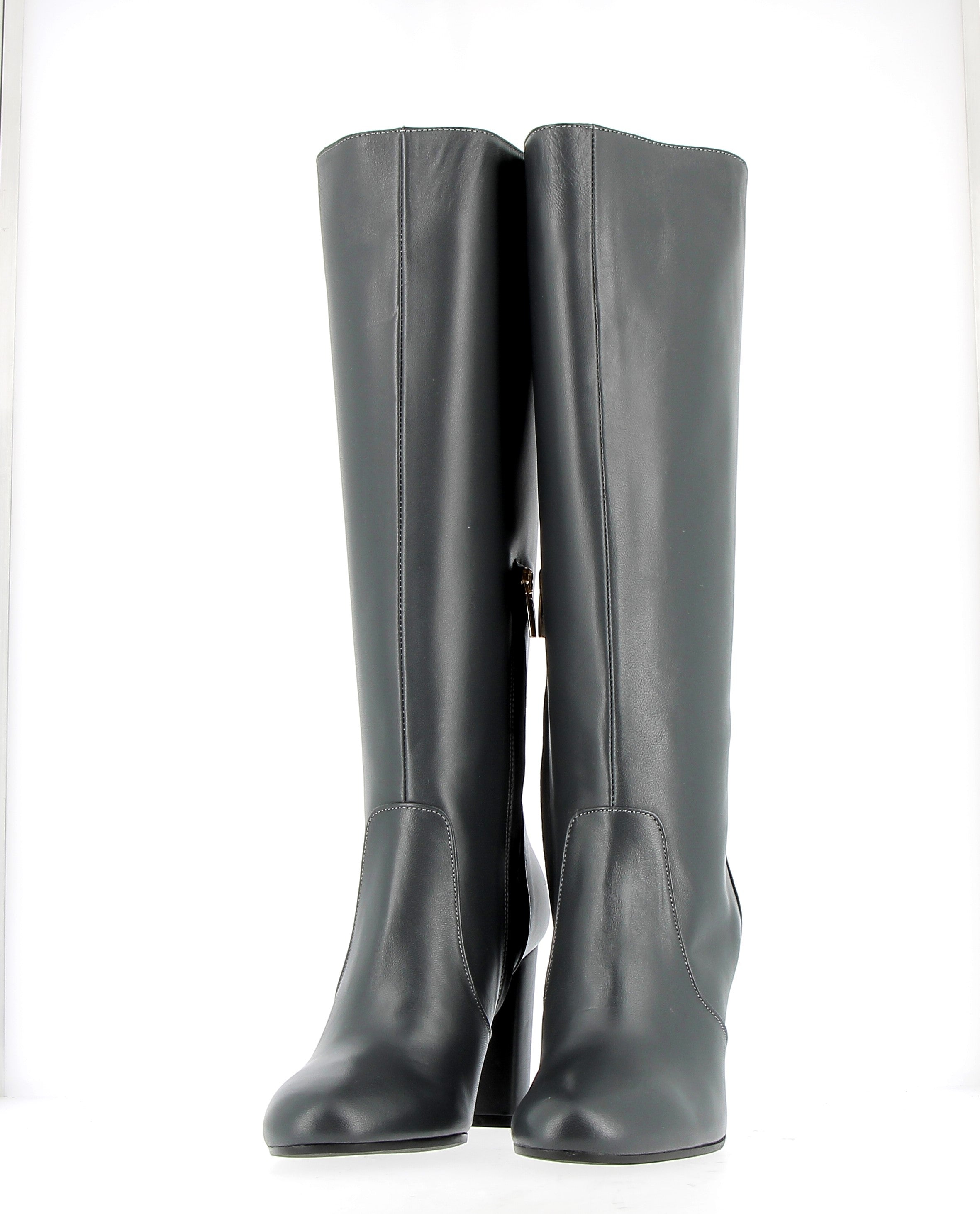 Gray leather tube boot