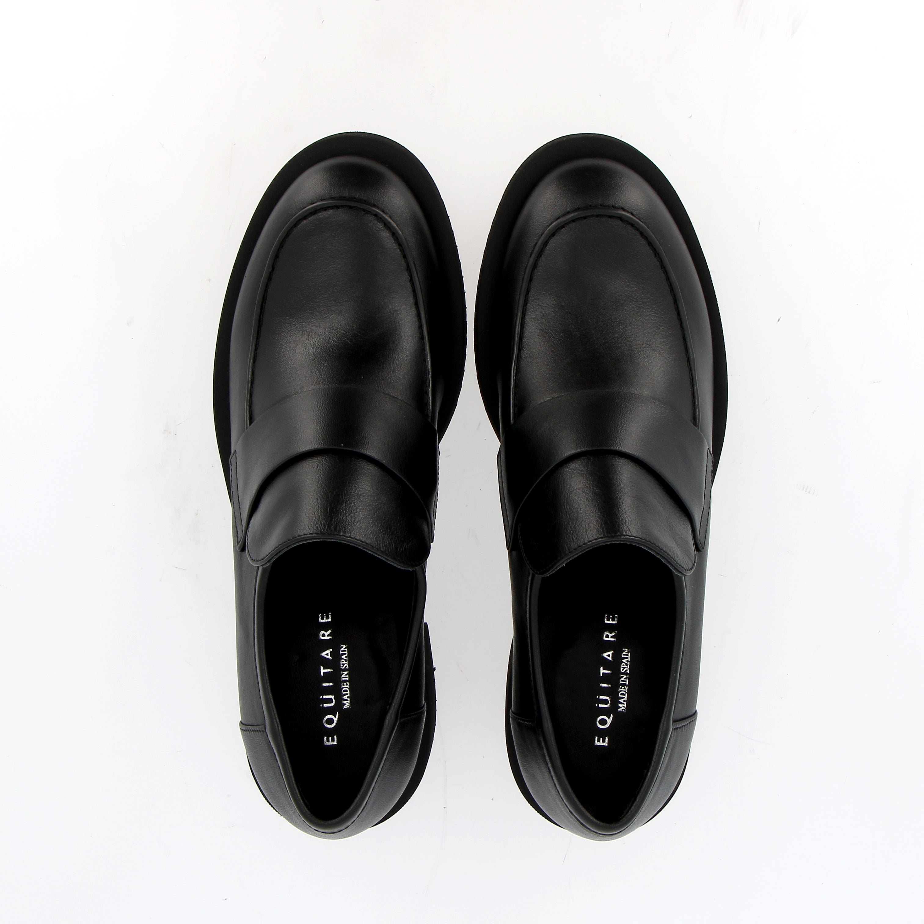 Black calf leather loafer with low heel