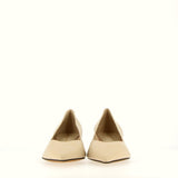 Unlined sand nappa pumps with low heel