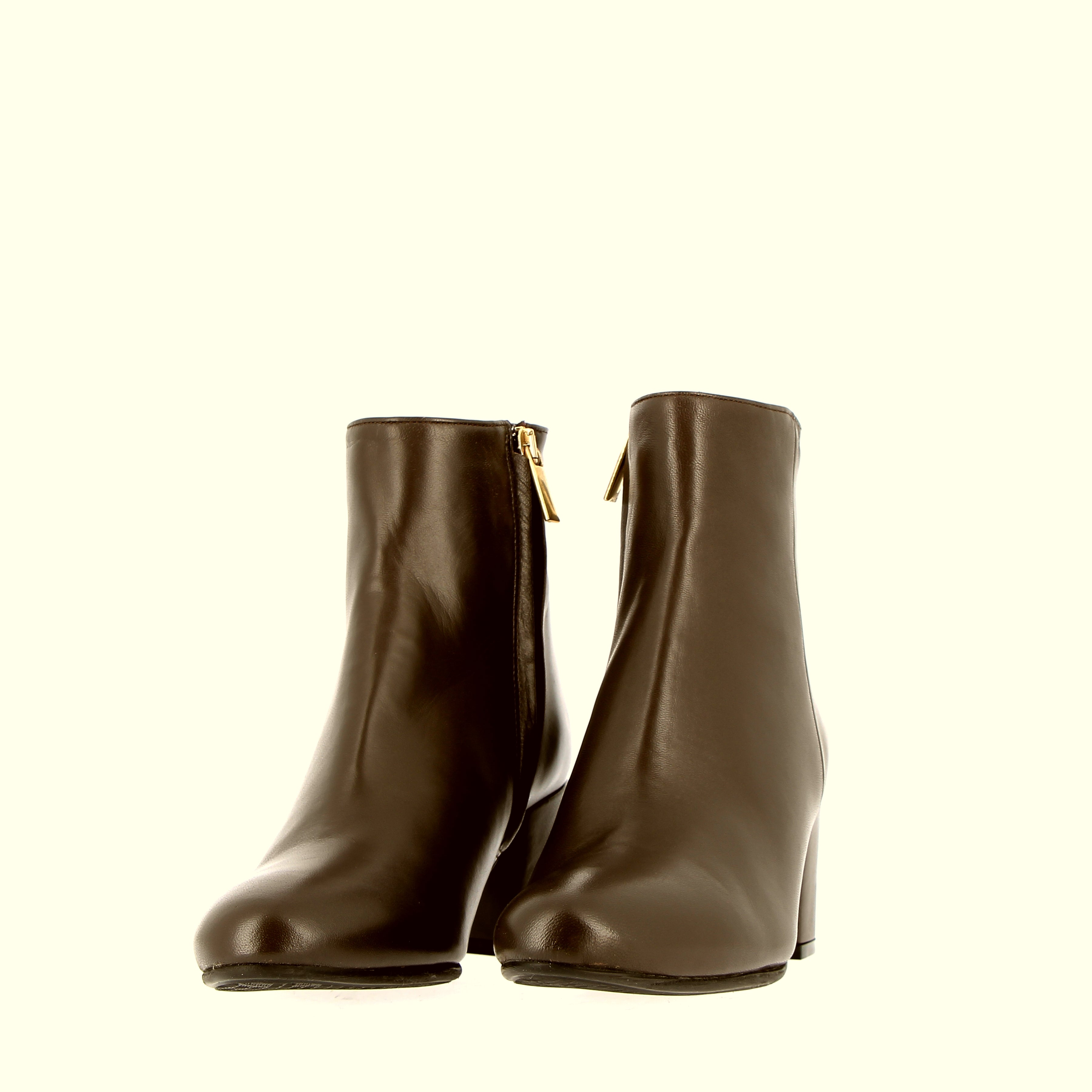 Ankle boot in chocolate brown nappa leather