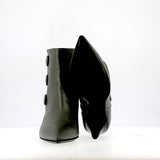 Medium heel zinc gray nappa ankle boot