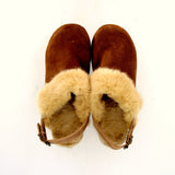 Leather suede clog with ecofur lining