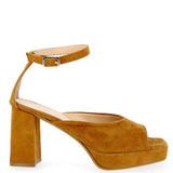 Sandal in leather suede with plateau