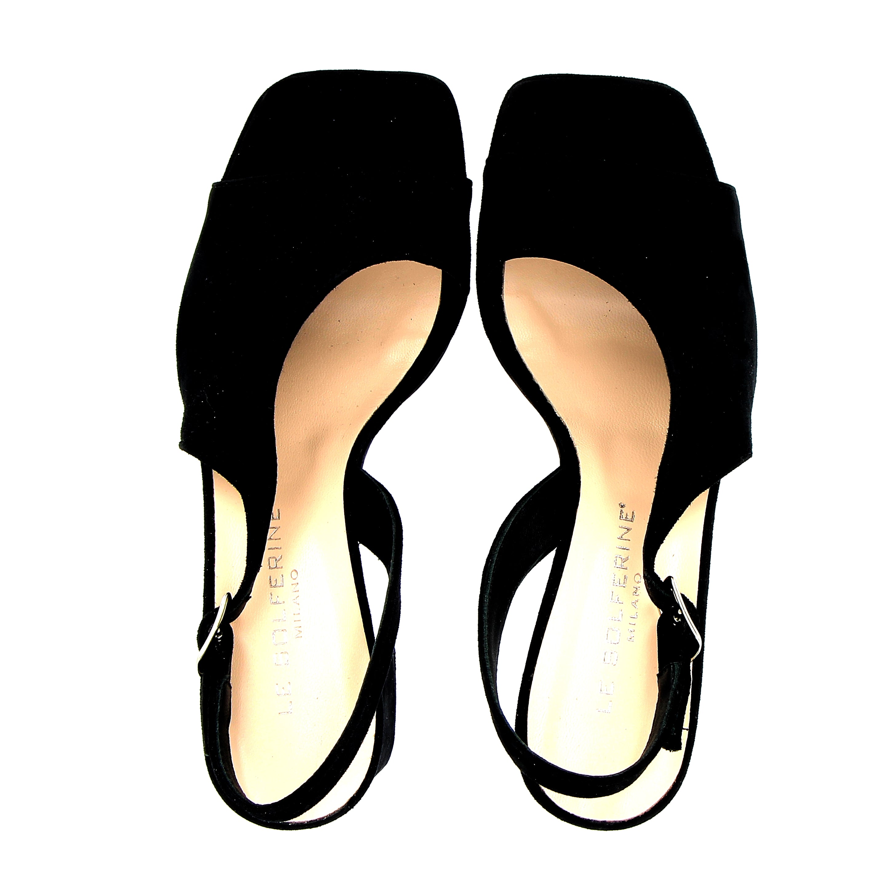 Sandalo con plateau in camoscio nero