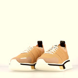 Beige elastic texture sneaker with special flex sole