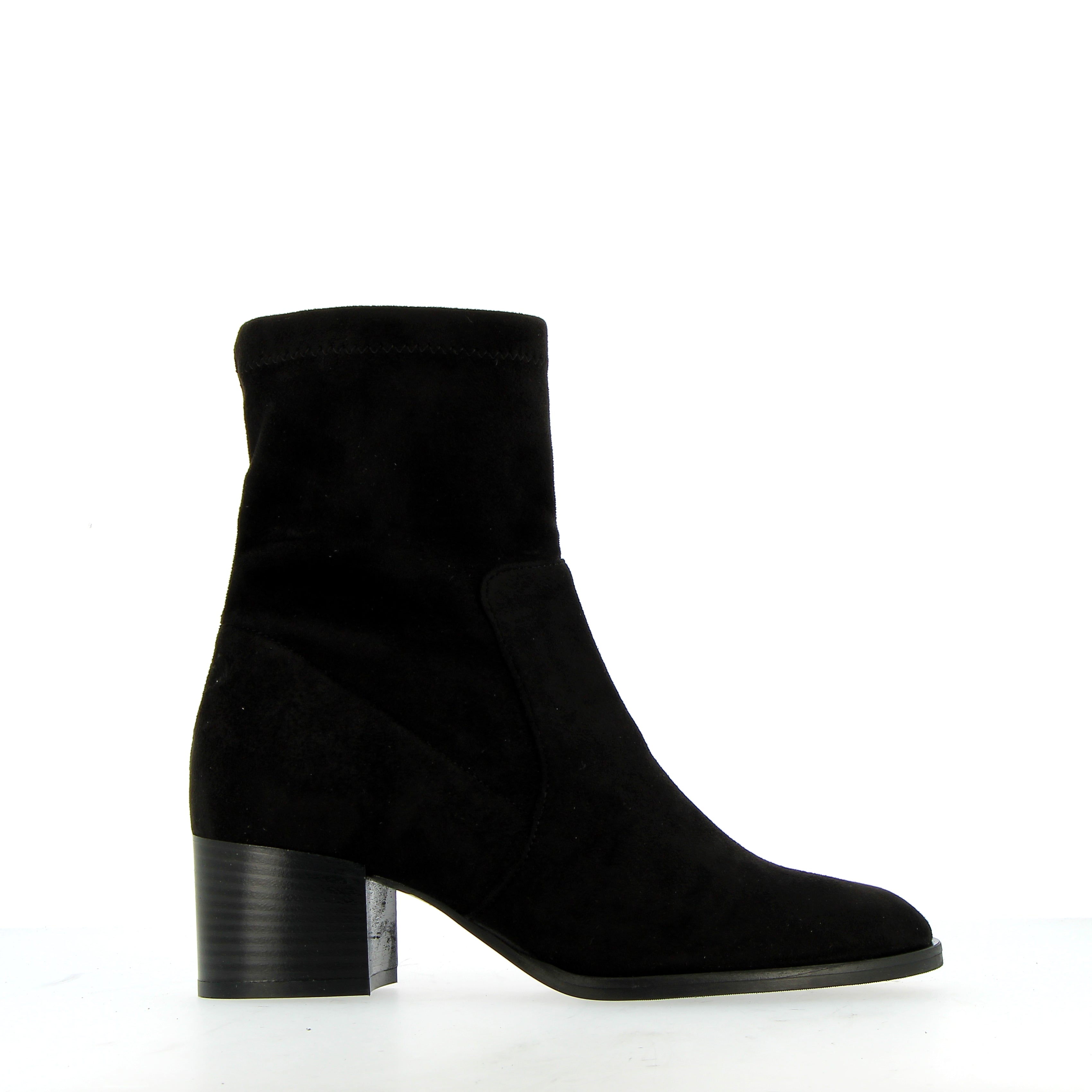 Black stretch vegan suede ankle boot