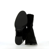 Black stretch vegan suede ankle boot