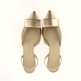 Sling back in unlined platinum nappa leather with low heel