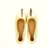 Unlined flat ballet flats in platinum nappa leather