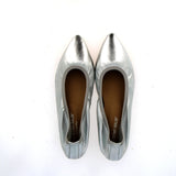 Unlined flat ballerina shoes in silver nappa