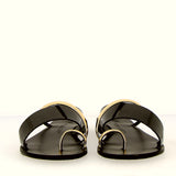 Low black and gold sandal