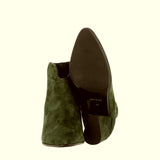 Ankle boot in camoscio Verde bosco tacco block medio