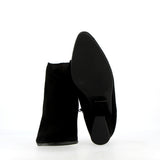 Black suede ankle boot with medium block heel