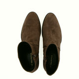Stivaletto samosciato tortora zippato tacco basso