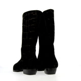Black crocodile-print low-heel ankle boot