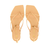 Nude leather flat sandal with strap