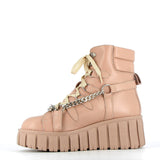Flesh pink ankle boot with chain