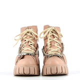 Flesh pink ankle boot with chain