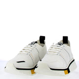 white elastic texture sneaker with flex sole