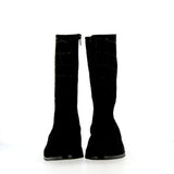 Black crocodile-print low-heel ankle boot
