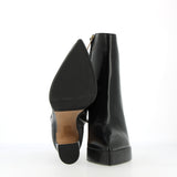 Black nappa platform pointed ankle boot