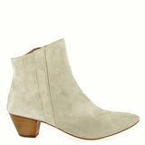 Marble-colored suede ankle boot