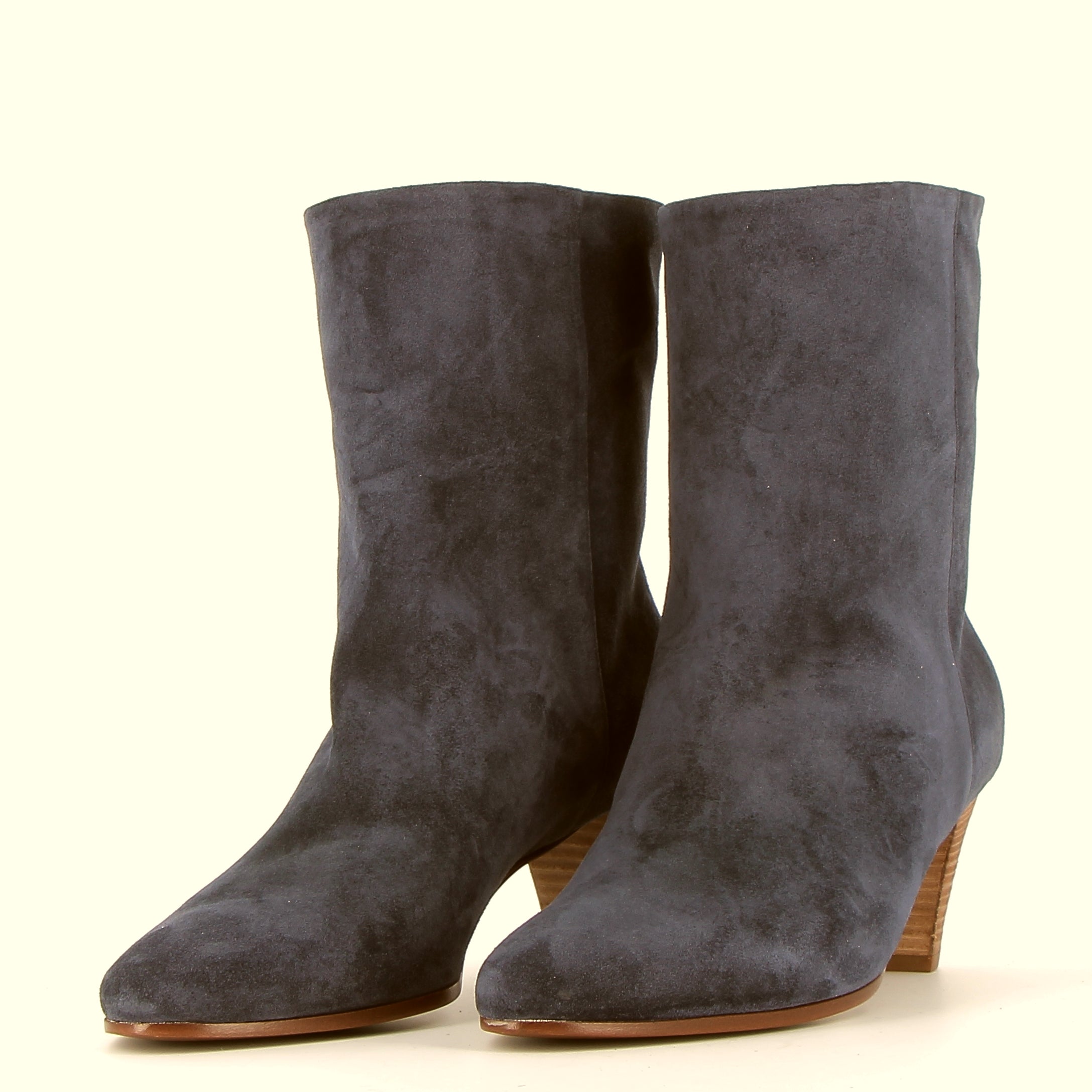Cobalt blue suede ankle boot