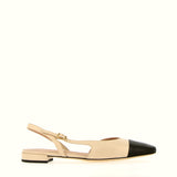 Vanilla low sling back with black tip