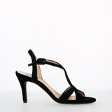 Black Velvet Heeled Sandal