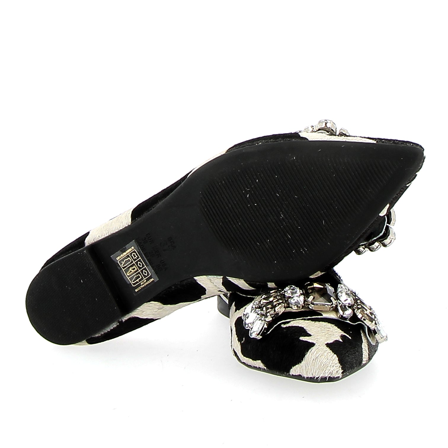 Black and white pony ballerina with rhinestone accessory