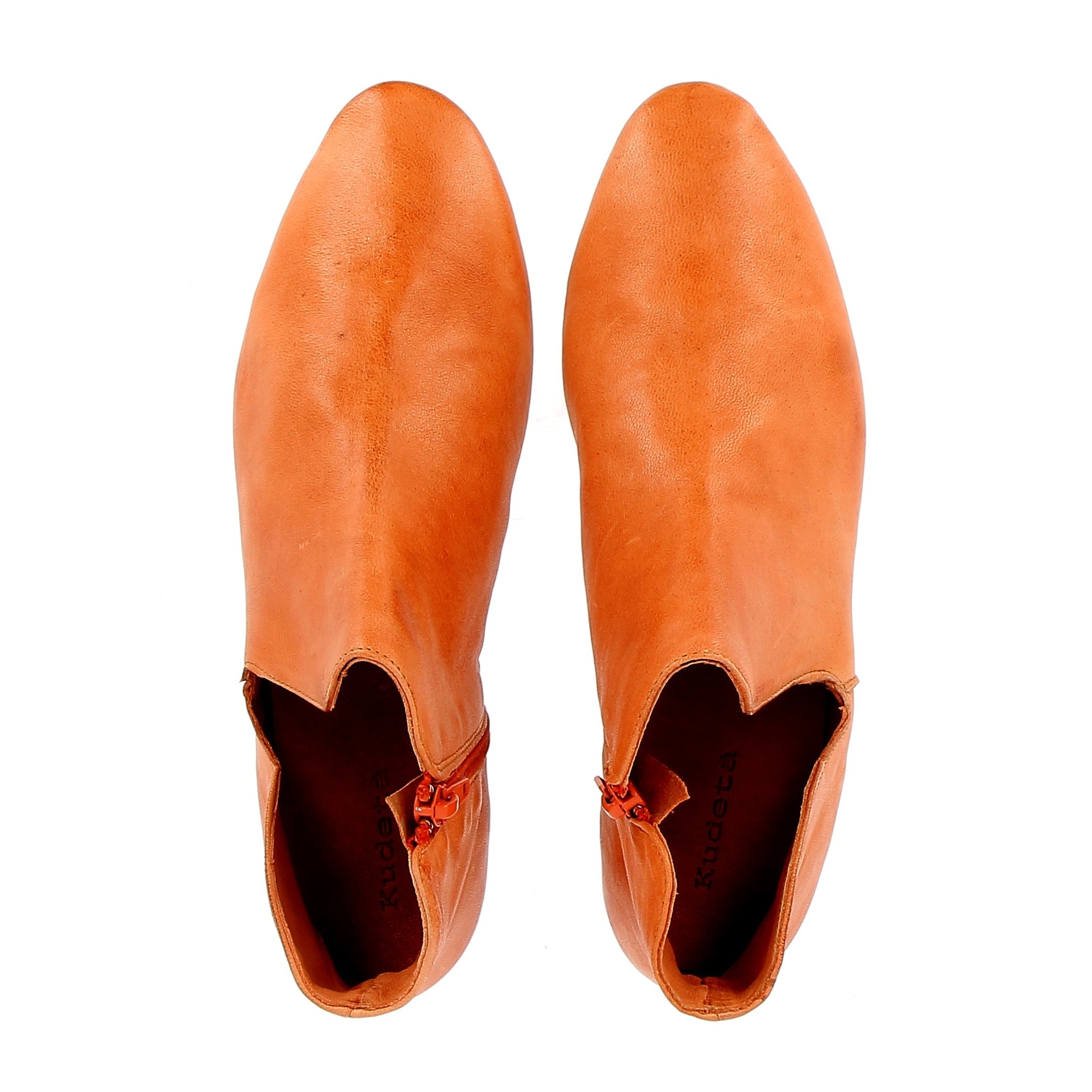 Orange leather open ankle boot