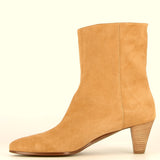 Natural beige suede tube ankle boot
