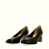 Black nappa ballerina with glitter heel