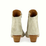 Marble-colored suede ankle boot