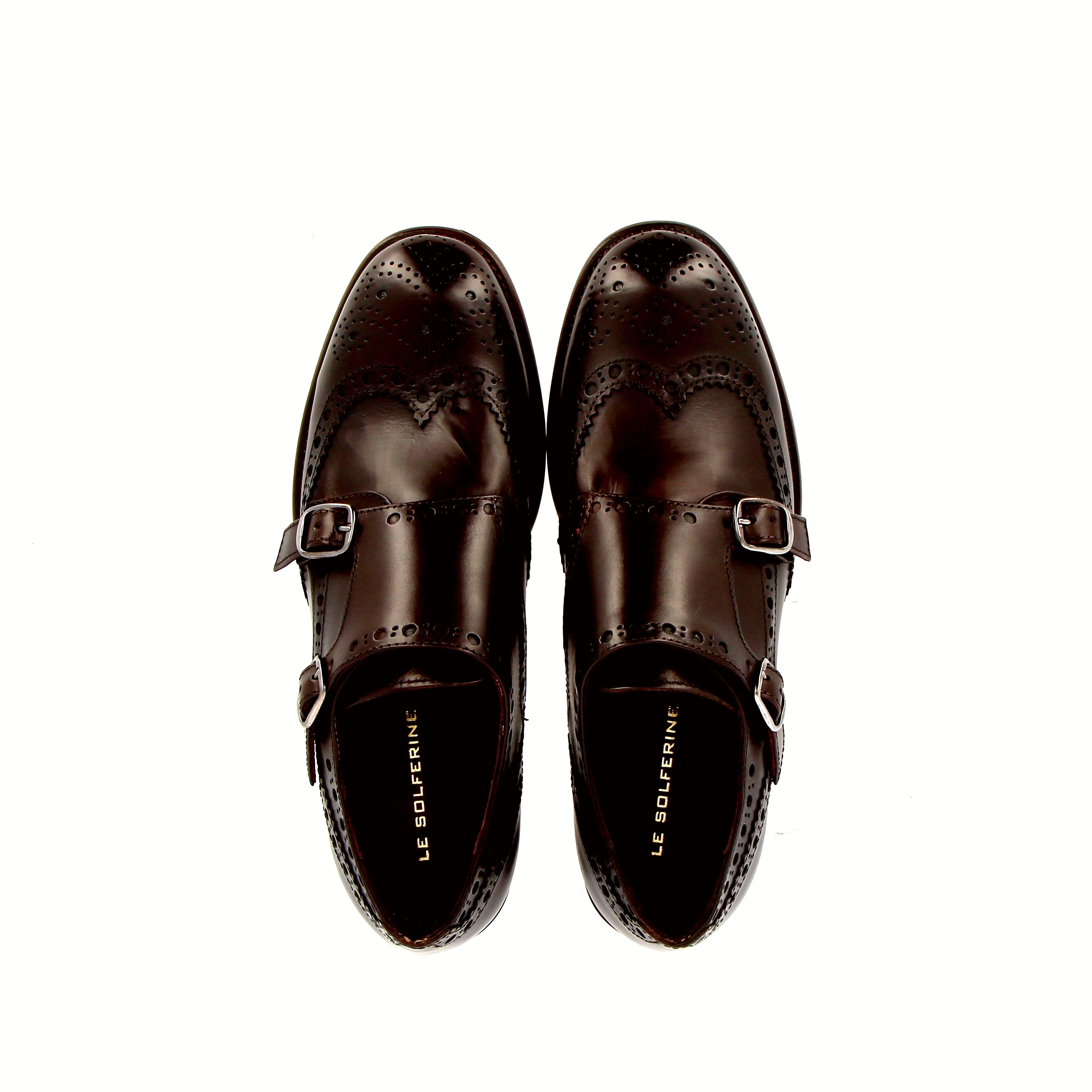 Ebony leather double strap shoe