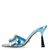 Light blue Barbie metal sandal with rhinestone buckle