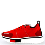 red elastic texture sneaker with flex sole