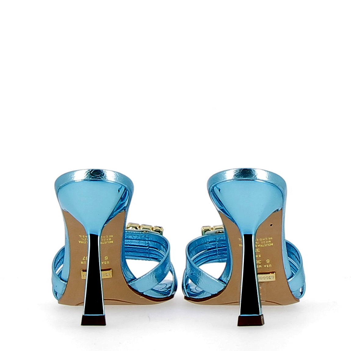 Light blue Barbie metal sandal with rhinestone buckle