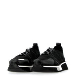 Black elastic texture sneaker with superflex sole