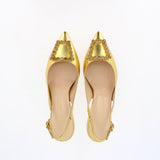 Gold nappa slingback with diamond accessory