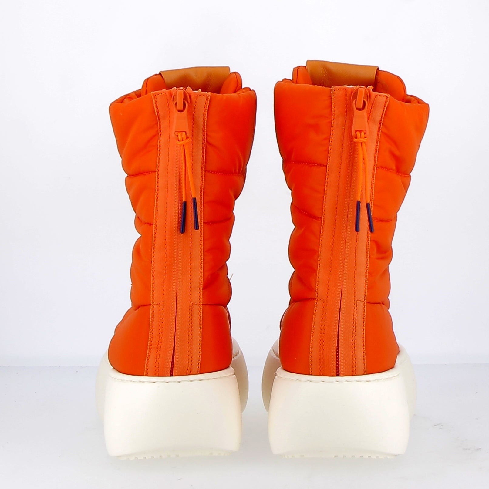 Orange quilted ankle boot