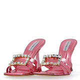 Pink Barbie metal sandal with rhinestone buckle