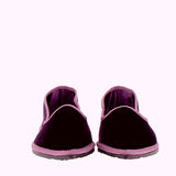 Pointed toe ballet flat in purple velvet