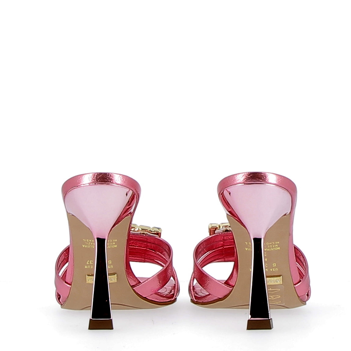 Pink Barbie metal sandal with rhinestone buckle
