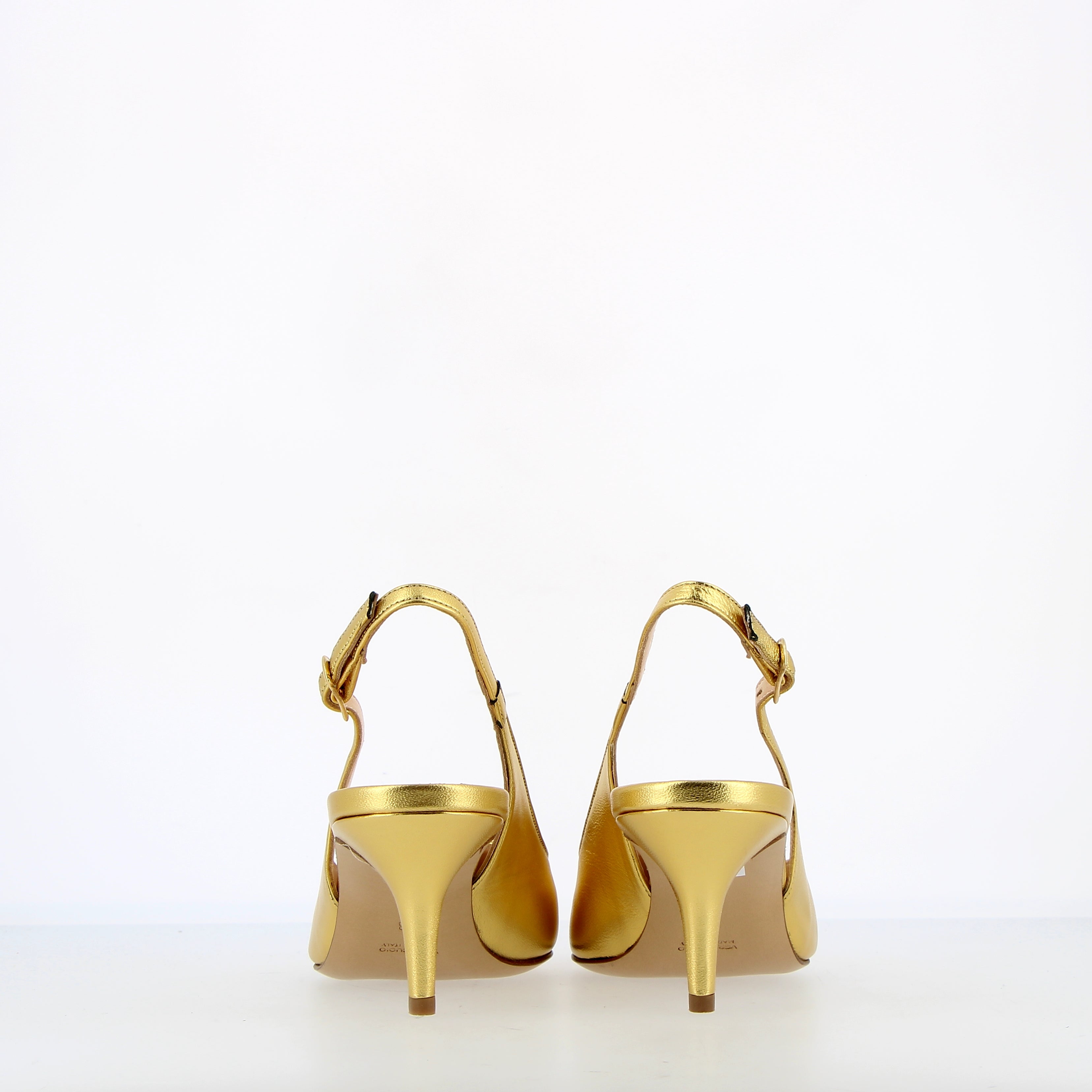 Slingback in nappa oro con accessorio brillanti