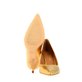 Gold laminated leather pumps