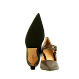 Mud leather double strap pumps