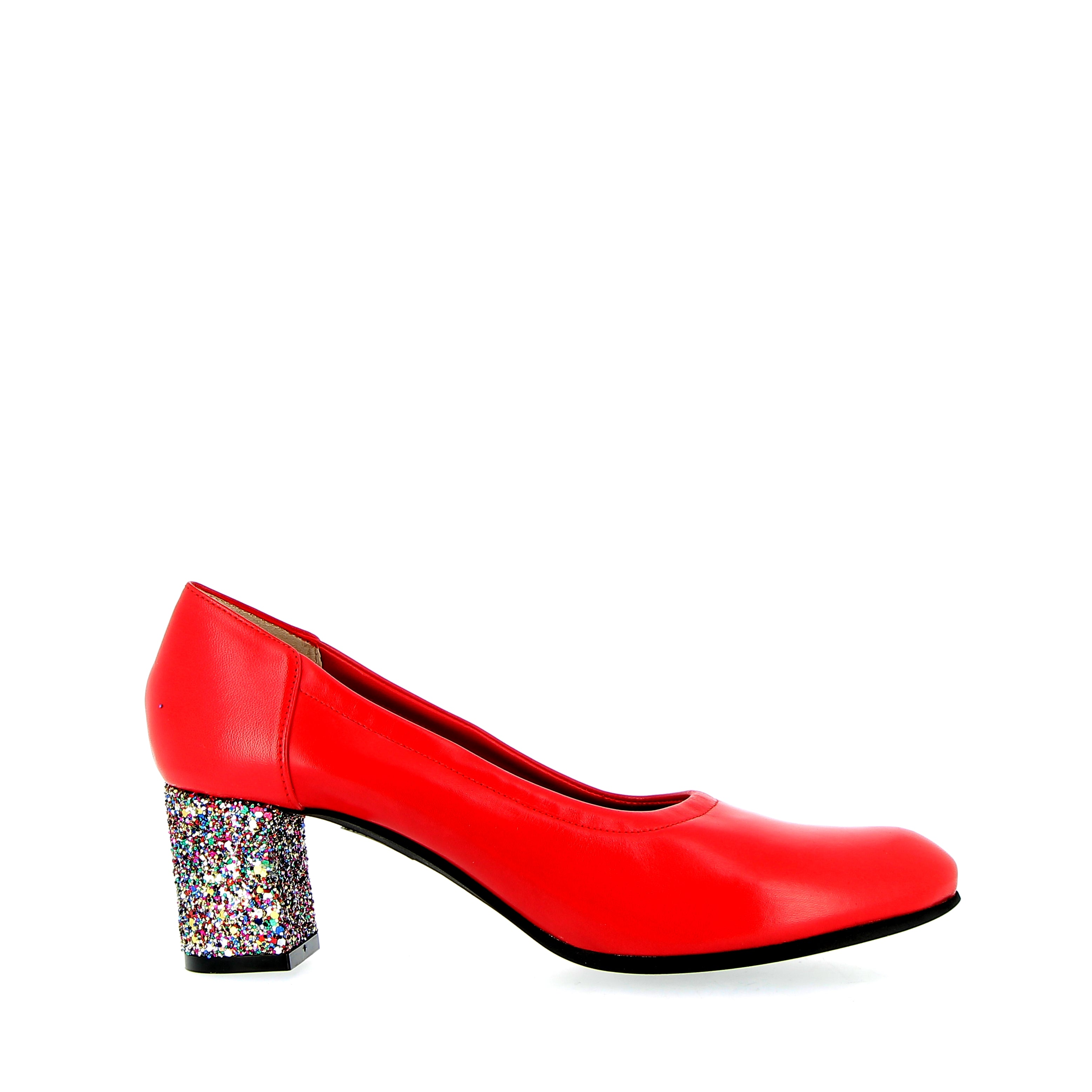 Red nappa ballerina with glitter heel