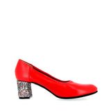 Red nappa ballerina with glitter heel