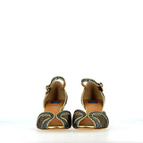 Matte finish leather sandal with medium heel
